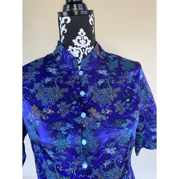Unknown Tops - Womens Chinese Style Blouse Cheongsam Short Sleeve Qipao Top Silky Button Down M
